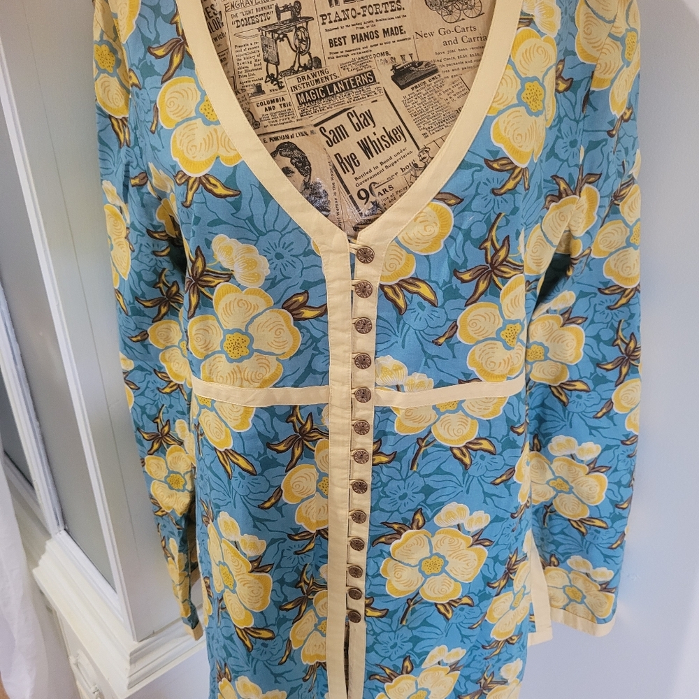 Liz&Co Blouse Womens XL Floral V Neck Long Sleeve Button Up Shirt Top - Picture 2 of 7